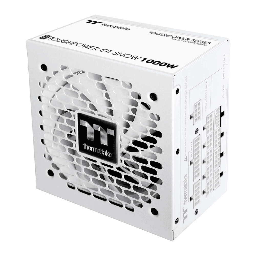Thermaltake Thermaltake Toughpower GT Snow 1000W White Power Supply, ATX 3.1, 80+ Gold, Fully Modular, PCIe 5.1 Ready, 12V-2x6 Connector, White | PS-TPT-1000FNFAGK-W - product view 3 of 4