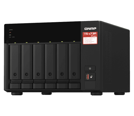 QNAP QNAP TS-673A + QSW-1105-5T Bundle Pack, 6-bay AMD Ryzen NAS with 5-Port 2.5G Switch, AMD Ryzen quad-core 2.2 GHz, 5x 2.5GbE connectivity, Flexible PCIe expansion, SSD cache acceleration, Supports QTS/QuTS hero OS | TS-673A-SW5T 6-BAY  - product view 2 of 3