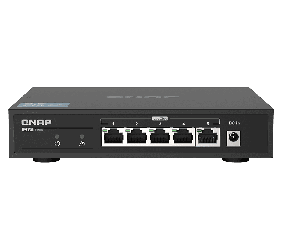 QNAP QNAP TS-673A + QSW-1105-5T Bundle Pack, 6-bay AMD Ryzen NAS with 5-Port 2.5G Switch, AMD Ryzen quad-core 2.2 GHz, 5x 2.5GbE connectivity, Flexible PCIe expansion, SSD cache acceleration, Supports QTS/QuTS hero OS | TS-673A-SW5T 6-BAY  - product view 3 of 3