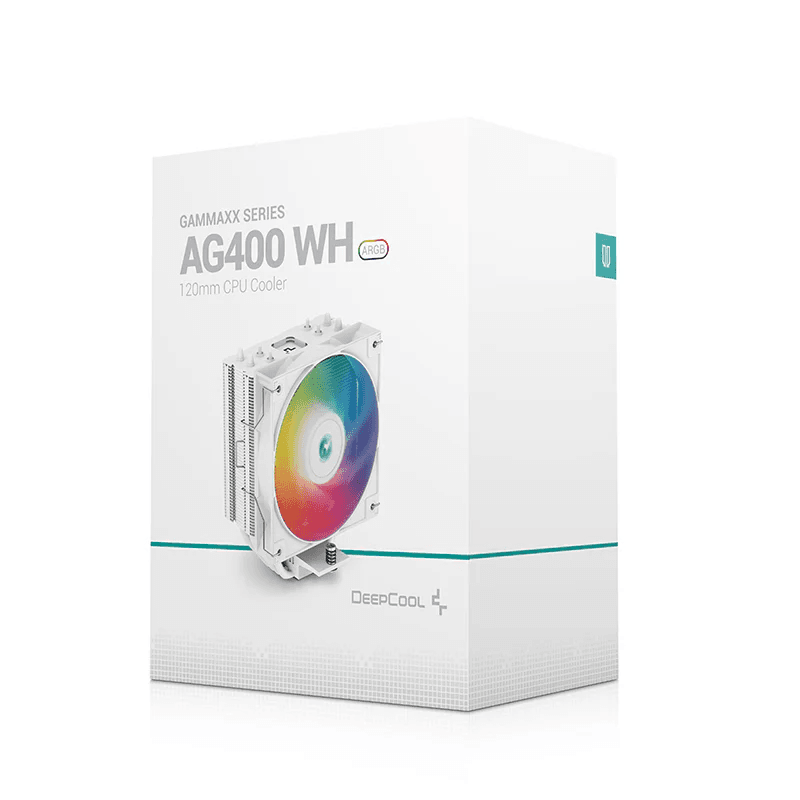 DEEPCOOL DeepCool AG400 WH ARGB Single Tower 120mm CPU Cooler, 2000 RPM Fan Speed, 75.89 CFM Airflow, ARGB LED, 3.36W Power, 31.6 DB(A) Fan Noise, LGA1700/1200/AM5/AM4 White | R-AG400-WHANMC-G-2 - product view 2 of 5