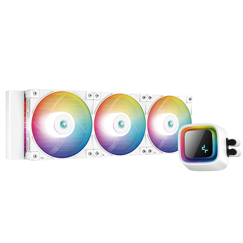 DEEPCOOL DeepCool LS720 ARGB 360mm AIO Liquid CPU Cooler, 3100 RPM Pump Speed, 19 dBa Noise, Fluid Dynamic Bearing, 4 Pin PWM Fan Connector, 85.85 CFM Air Flow, 12 VDC Rated Voltage, White | R-LS720-WHAMNT-G-1 - product view 1 of 1