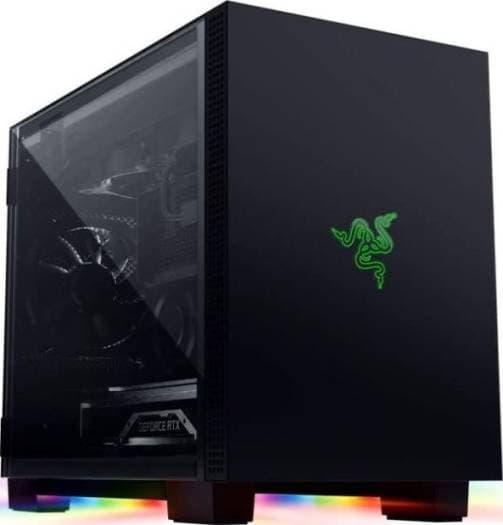 RAZER Razer Tomahawk Mini-ITX Gaming Case Dual-Sided Tempered Glass Swivel Doors, Ventilated Top Panel, Chroma RGB Underglow Lighting, Built-In Cable Management, Classic Black | RC21-01400100-R3M1 - product view 2 of 4