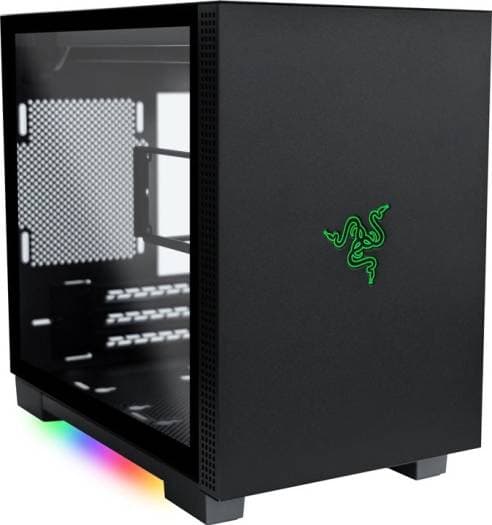 RAZER Razer Tomahawk Mini-ITX Gaming Case Dual-Sided Tempered Glass Swivel Doors, Ventilated Top Panel, Chroma RGB Underglow Lighting, Built-In Cable Management, Classic Black | RC21-01400100-R3M1 - product view 3 of 4