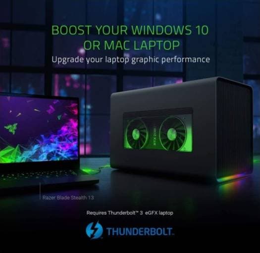 RAZER Razer Core X Chroma RGB eGPU Performance, Thunderbolt 3, PCIe 3.0 x16, eGPU External Graphics Enclosure, 3-Slot NVIDIA/AMD, 700W, PC/Mac, Graphics Enclosure | RC21-01430100-R3U1 / RC21-01430100-R3W1 - product view 3 of 4