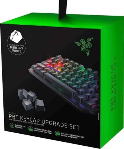 Razer PBT Keycap Upgrade Set, Doubleshot Molding With Ultra-Thin Font, Fits All Mechanical and Optical Keyboards, US and UK Layout, Quartz Pink | RC21-01490300-R3M1