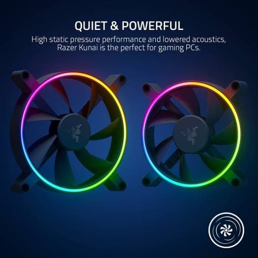 RAZER Razer Kunai Chroma 140mm ARGB PC Fan, PWM Fan Controller Support, Connect Up to 8 Fan, 15-30 dBA??? Noise, Cooling 500-1600 Rpm, 1 Fan, Black | RC21-01800200-R3M1 - product view 2 of 5