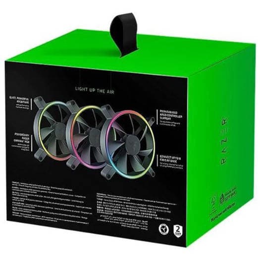 RAZER Razer Kunai Chroma 120mm ARGB PC Fan, PWM Fan Controller Support, Connect Up to 8 Fan, 15-35 dBA??? Noise, Cooling 500-2200 RPM???, 3 Fans, Black | RC21-01810100-R3M1 - product view 2 of 4