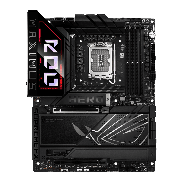 ASUS ROG MAXIMUS Z890 HERO LGA1851 ATX Motherboard, 4x DIMM slots, max. 192GB, DDR5, 6x M.2 slots and 4x SATA 6Gb/s, PCIe 5.0, Wi-Fi 7 & BT | 90MB1ID0-M0EAY0