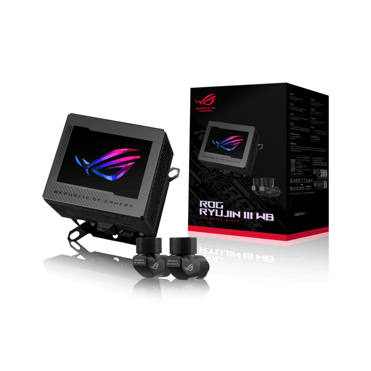 ASUS ROG Ryujin III WB Custom Loop CPU Water Block, 3.5" Full-Color LCD Display, Integrated VRM Fan, AURA Sync, Black | 90RC00V0-M0UAY0 – Buy Online