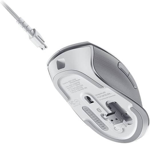 RAZER Razer - Pro Click Wireless Gaming Mouse with Humanscale Designed, 2.4GHz Hyperspeed /Multi-host BLE / Wired, 16000 DPI Optical, 8 Prog Buttons, Up to 400H Battery Life White | RZ01-02990100-R3G1 - product view 3 of 6