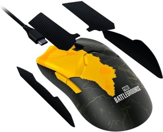 RAZER Razer Viper V2 Pro HyperSpeed Wireless Gaming Mouse, PUBG Battleground Edition, 59g Ultra Lightweight, Optical Switches, Gen-3-30K DPI Optical Sensor, 80H Battery, Black - Yellow | RZ01-04390600-R3M1 - product view 3 of 5