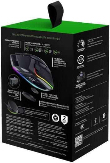 RAZER Razer Basilisk V3 Pro USB Wireless Optical Gaming Mouse, 30K DPI Optical Sensor, Chroma RGB Lighting, HyperScroll Tilt Wheel, 750 IPS Speed, 11 Programmable Buttons, Black | RZ01-04620100-R3G1 - product view 2 of 5