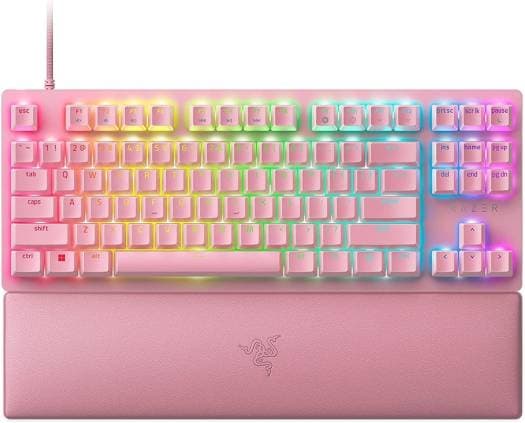 RAZER Razer Huntsman V2 TKL Tenkeyless Gaming Keyboard, Fast Linear Optical Switches Gen2 & 8000Hz Polling Rate, Detachable Type-C Cable, PBT Keycaps, Ergonomic Wrist Rest, Quartz Pink | ???RZ03-03942000-R3M1 - product view 1 of 4