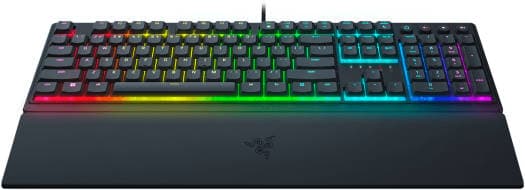 RAZER Razer Ornata V3 Low Profile Mecha-Membrane Wired Keyboard, UV Coated Keycaps, 10 RGB Lighting Zones, 1000 Hz Ultrapolling, Wrist Rest, Clicky Keystrokes, US English Layout, Black | RZ03-04460100-R3M1 - product view 2 of 4