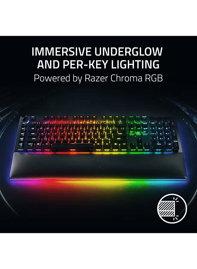 RAZER BlackWidow V4 Pro Wired Gaming Keyboard Green Mechanical Switches Tactile And Clicky Doubleshot Abs Keycaps Command Dial Programmable Macros Chroma Rgb Magnetic Wrist Rest | RZ03-04680100-R3M1 - product view 2 of 6