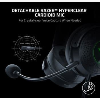 RAZER Razer Kraken V3 HyperSense Wired USB Gaming Headset, With Haptic Technology, TriForce Titanium 50mm Drivers, THX Spatial Audio, 32 ??? (1 kHz) Impedance, USB-A, Black | RZ04-03770100-R3M1 - product view 3 of 4