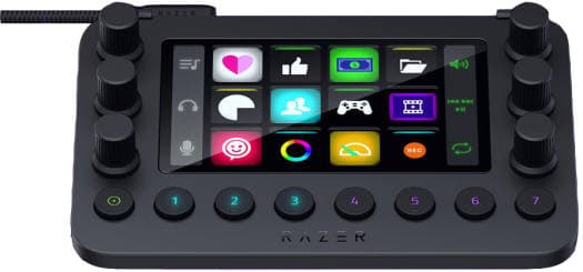 RAZER Razer All-in-one Stream Controller, 12 LCD Touch Buttons, 2 Side LCD Screen, 6 Multi-Function Dials, 8 Multi-Function Buttons, Plug-and-play Convenience, Black | RZ20-04350100-R3M1 - product view 2 of 5