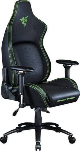 RAZER Razer Iskur Gaming Chair with Built-in Lumbar Support Ergonomic Lumbar Support System 4D Armrests Memory Foam Head Cushion PVC Leather Black and Green | RZ38-02770100-R3G1 - product view 2 of 3
