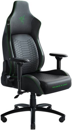 RAZER Razer Iskur XL Gaming Chair, Multi-layered Leather, 4D Armrests, Fuly Sculpted Lumbar Support, High Density Foam Cushions, 6cm Caster Wheel, 139??Adjustable Back Angle, Black-Green | RZ38-03950100-R3G1 - product view 1 of 3