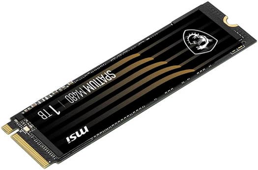 MSI MSI Spatium M480 1TB PCIe 4.0 NVMe M.2 Internal Solid State Drive, Read/Write Up to 7000MBs/6850MB/s, 3D NAND Flash Technology, E2E Data Protection, 1400 TBW, Black | S78-440L490-P83 - product view 3 of 6