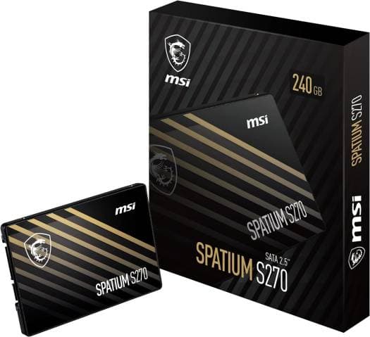 Kingston MSI Spatium S270 SATA III 2.5" Internal SSD, 240GB Capacity, Up to 500 MB/s Sequential Read & 400 Sequential Write Speed, Phison S11 Controller, 3D NAND Technology, 110TBW, Black | S78-440N070-P83 - product view 2 of 5