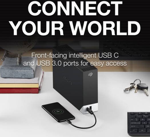 Seagate Seagate One Touch 16TB Desktop Drive With Hub, External Hard Drive, USB-C and USB 3.0 Port, Compatible with Windows and Mac, Seagate Toolkit Backup Software Included, Black | STLC16000400 - product view 2 of 5