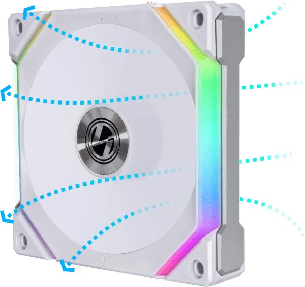 LIAN LI Lian Li Uni Fan SL120 V2 Reverse Blade ARGB Case Fan, 120mm, Single Pack, White | G48.R12SLV21W.00 - product view 1 of 2