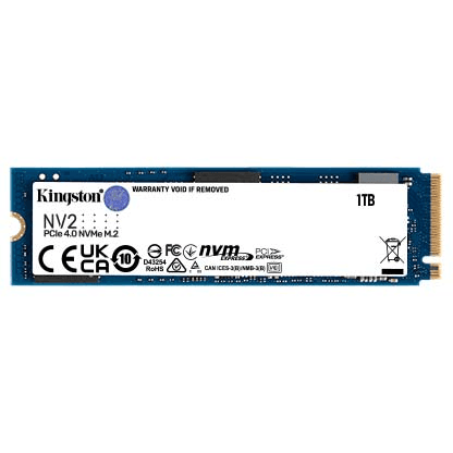 Kingston Kingston NV2 1TB M.2 2280 NVMe Internal SSD, Up to 3500MB/s Read / 2100MB/s Write Speed, Gen 4x4 NVMe PCIe Performance, 2.17G Vibration Operating, 320TBW | SNV2S/1000G - product view 1 of 3