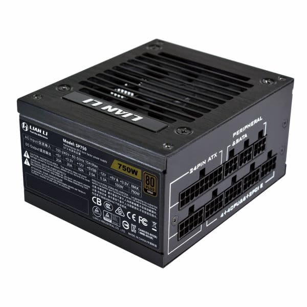 LIAN LI  Lian Li SP750 Fully modular SFX 750W Power Supply, 80 Plus Gold Certified, Japanese Electrolytic Capacitor, Active PFC, Black | G89.SP750B.00UK - product view 3 of 5