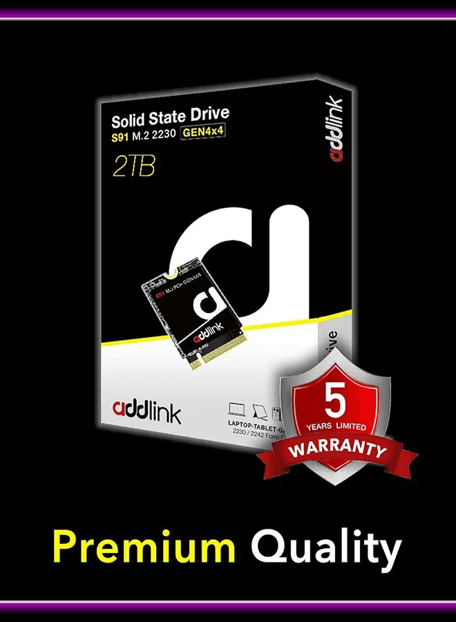 Addlink Addlink S91 2TB 2230 NVMe High Performance PCIe Gen4x4 2230 3D TLC NAND SSD SSD - Read Speed up to 5000 MB/s Internal Solid State Drive - (AD2TBS91M2P) - product view 1 of 6