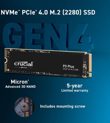 Crucial Crucial 2TB P3 Plus NVMe PCIe 4.0 M.2 Internal SSD | CT2000P3PSSD8 - product view 3 of 5