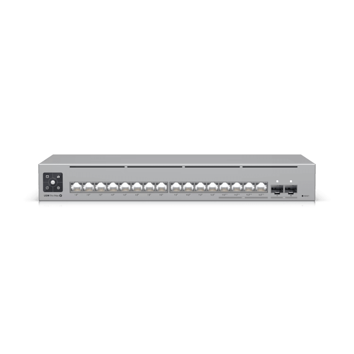 Ubiquiti Unifi Pro Max 16 PoE 16-port, Layer 3 Etherlighting switch, 2.5 GbE, PoE++ output, Versatile Mounting options | USW-Pro-Max-16-PoE (180W) - product view 1 of 4