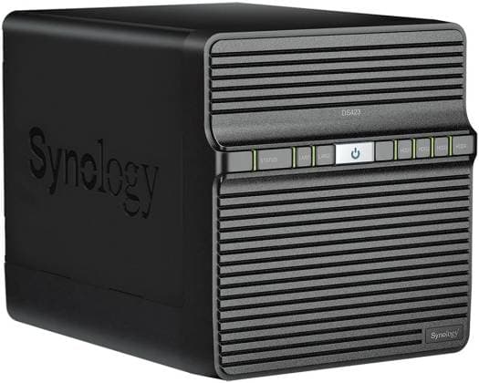 Synology DiskStation DS423 4-Bay NAS Enclosure, Realtek RTD1619B 1.7 GHz, 4x 3.5"/2.5" Drive Bays, 2x RJ45 LAN Ports, 2x USB 3.2 Ports, Black | DS423