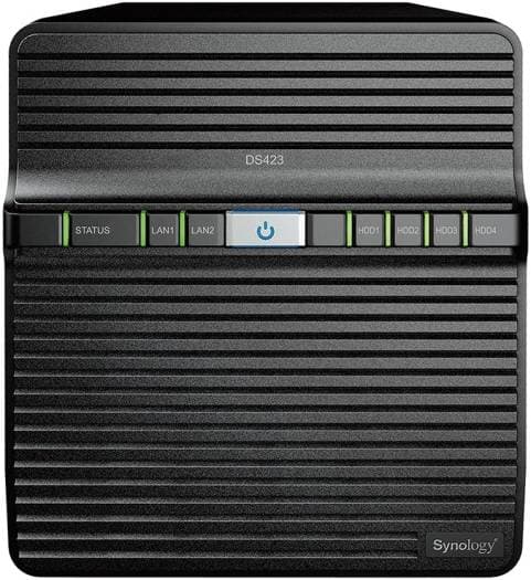 Synology Synology DiskStation DS423 4-Bay NAS Enclosure, Realtek RTD1619B 1.7 GHz, 4x 3.5"/2.5" Drive Bays, 2x RJ45 LAN Ports, 2x USB 3.2 Ports, Black | DS423 - product view 3 of 6