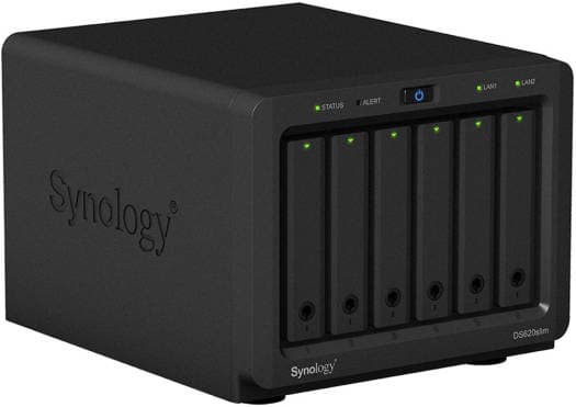 Synology Synology DiskStation DS620slim 6-Bay NAS Enclosure, 2GB of DDR3L RAM, 2 x USB 3.0 Type-A Ports, Read Speeds up to 226 MB/s, 2 x Gigabit Ethernet Ports, Black | DS620SLIM - product view 1 of 4