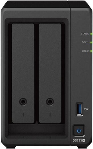 Synology Synology DiskStation DS723+ 2-Bay NAS, 2.6GHz AMD Ryzen R1600 Dual-Core, 2GB DDR4 RAM, 2x 3.5/2.5" Bays | 2 x M.2 2280 Slots, 1x USB-A 3.2, 1x eSATA, 2x Gigabit Ethernet, Black | DS723+ - product view 2 of 6