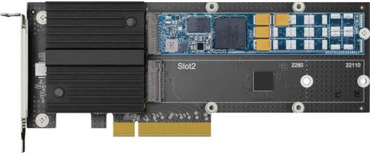 Synology M2D20 M.2 SSD Adapter Card, Dual M.2 2280/22110 Slots, PCIe 3.0 x8 Host Bus Interface, Low Profile and Full Bracket, Create an SSD Cache via PCIe, Black | M2D20