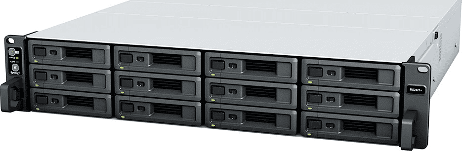 Synology Synology Rack Station RS2421+ 12-Bay Diskless Network Attached Storage, 4-core 2.2 GHz Frequency, Rackmount 2U, 4 x Gigabit Ethernet Ports, Up to 1154 MB/s Sequential Write Speed | RS2421+ - product view 2 of 4