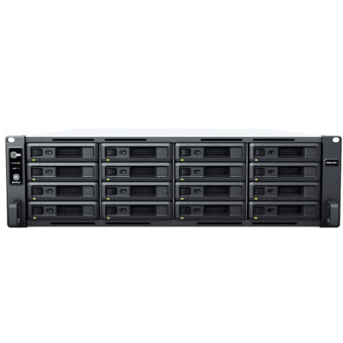 Synology RackStation 3U 16-Bay Rackmount NAS, AMD Ryzen V1500B CPU, 4GB DDR4 ECC Memory, 16 Drive Bays, 4x Gigabit Ethernet Ports, 2200 MB/s Read Speed, 1164 MB/s Write Speed, PCIe 3.0 | RS2821RP+
