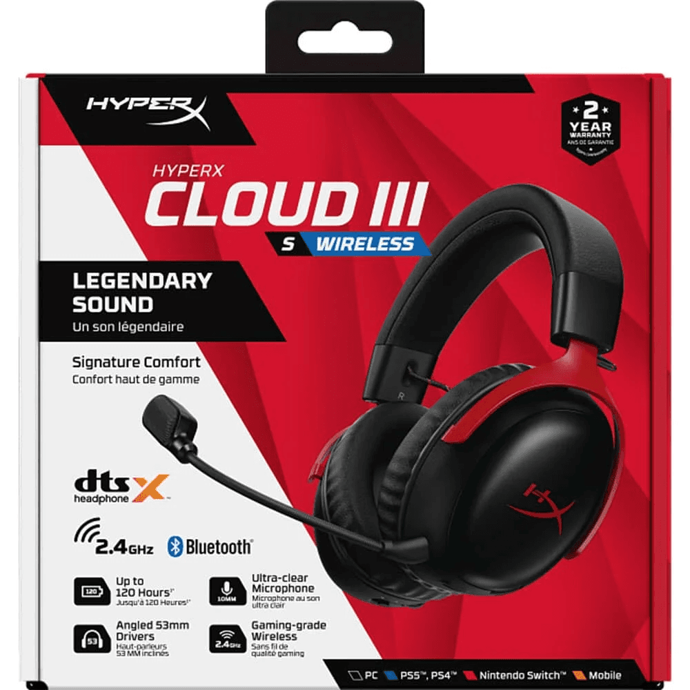 HyperX Cloud III S Wireless Black-Red Gaming Headset | A59Z0AA