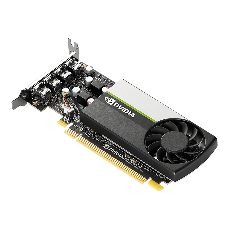 PNY PNY NVIDIA Quadro T1000 Graphics Card, 8GB GDDR6 128-bit Memory, 896 CUDA Cores, 2.50 TFLOPS Peak FP32 Performance, 160 GB/s Mmeory Speed, PCI Express 3.0 x16, 4x mDP, Active Fansink | VCNT1000-8GB-SB - product view 3 of 5