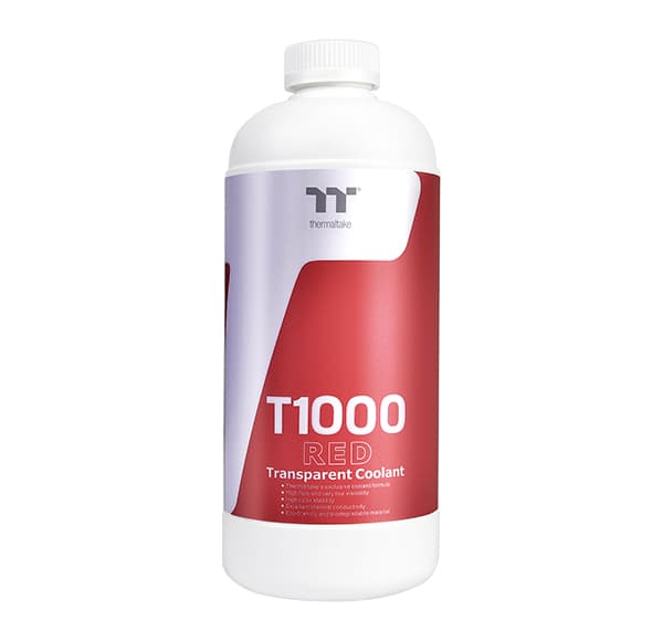 Thermaltake Thermaltake T1000 Coolant, 1000ml Red transparent coolant for PC water-cooling, offering superb protection for copper, nickel, brass, and aluminum | CL-W245-OS00RE-A  - product view 2 of 3