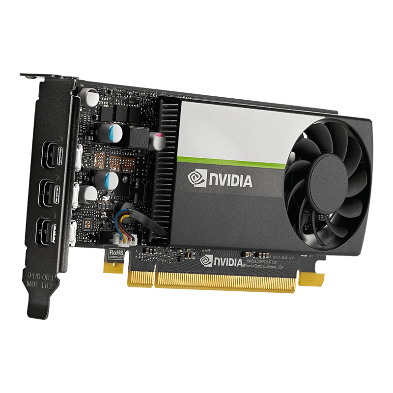 PNY PNY NVIDIA T400 Low-Profile Graphics Card, 4GB of GDDR6 64-bit Memory, 80 GB/s Memory Bandwidth, 384 CUDA Cores, PCIe 3.0 x16, NVIDIA Turing Architecture, 3 x Mini DisplayPort | VCNT400-4GB-SB - product view 2 of 8