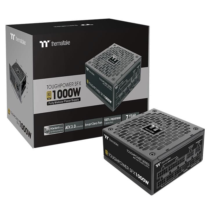 Thermaltake Toughpower SFX 1000W Gold - TT Premium Edition Power Supply, 1000W, Platinum 80 PLUS Efficiency, 9cm FDB Fan, Active PFC, PCIe Gen 5.1 Ready, ATX 3.1 Standard, TT Premium Edition, Black | PS-STP-1000FNFAPK-1 - product view 2 of 6