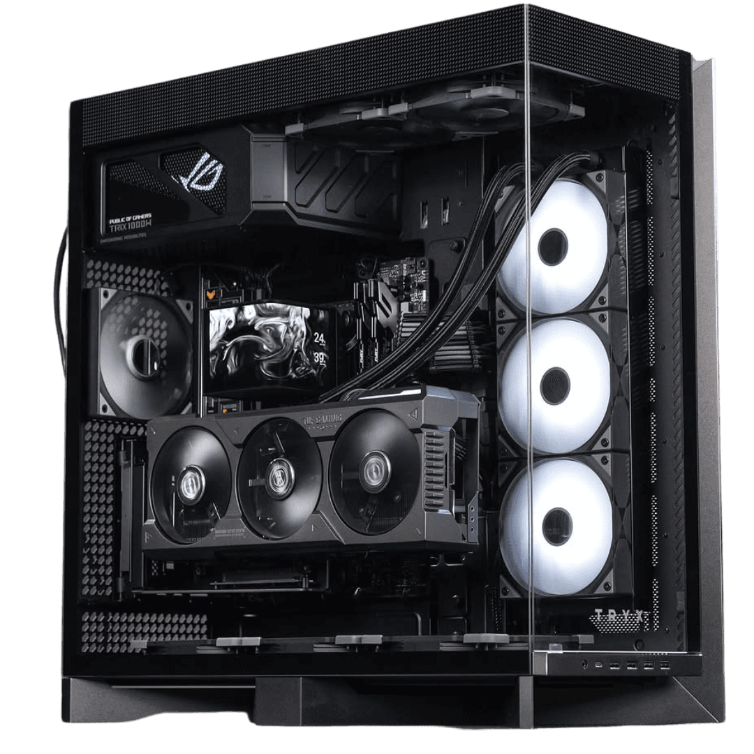 High-end Gaming & Rendering AI PC, Core Ultra 9 285K, TUF 5090 OC 32GB GDDR7, 96GB (2x 48GB) 7000MTs, 4TB NVMe, 1600W, TRYX Panorama 360 ARGB Liquid Cooler, WiFi 7 – Buy Online