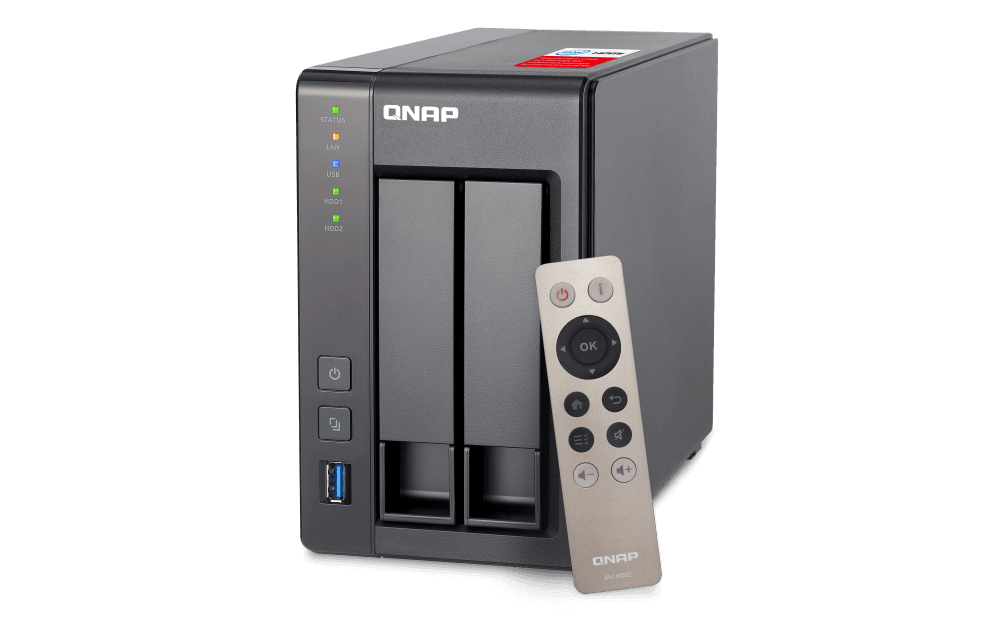 QNAP QNAP 2-Bay NAS, Intel Celeron Quad-Core 2.0GHz (up to 2.42GHz), 2GB DDR3L RAM (Max 8GB), SATA 6Gb/s, 2 x GbE, Hardware Transcoding, HDMI Out With kodi, Remote Control Included UX-800P/500P | TS-251+-2 - product view 2 of 5