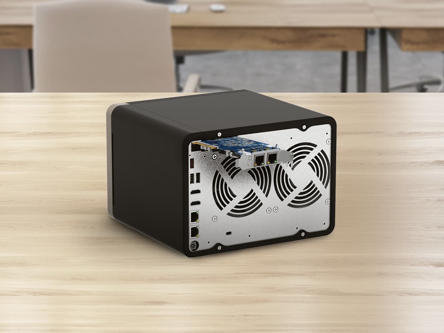 QNAP TS-664 6-Bay NAS Enclosure, Intel Celeron N5095 4-Core 2.0 GHz, 8GB RAM, 6 x 3.5"/2.5" SATA III 6 Gb/s Drive Bays, 2 x USB-A 3.2 Gen 2, 2 x M.2 2280 PCIe 3.0 x1, 1 x HDMI 2.1, Black | TS-664-8G - product view 2 of 5