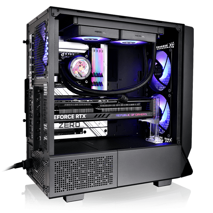 Nanotech Gaming PC Powered by THERMALTAKE - Intel i5 14400F, Nvidia GeForce 4060 OC 8GB, 32GB RAM 6400Mhz DDR5 , 2TB SSD NVME , 750W PSU, 240mm Liquid Cooler - product view 3 of 5