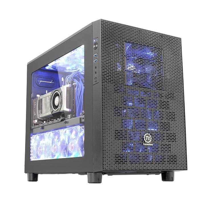 Thermaltake Thermaltake Core X2 mATX Cube Case, Transparent Window, Supports Up to Micro ATX MB, 5 Expansion Slots, USB 3.0 x 2, HD Audio x 1,  Black | CA-1D7-00C1WN-00 - product view 2 of 7