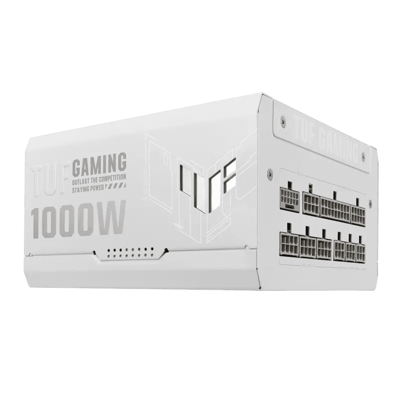 Asus ASUS TUF Gaming 1000W Gold White Edition ATX Power Supply, Active PFC, Military-grade Certification, Fully modular etched cables, Axial-tech fan design, 80 Plus Gold Certification, Dual ball fan bearings, Protective PCB coating | 90YE00S5-B0NA00 - product view 3 of 12